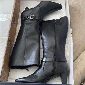Black Calf-High Women's Leather Boots